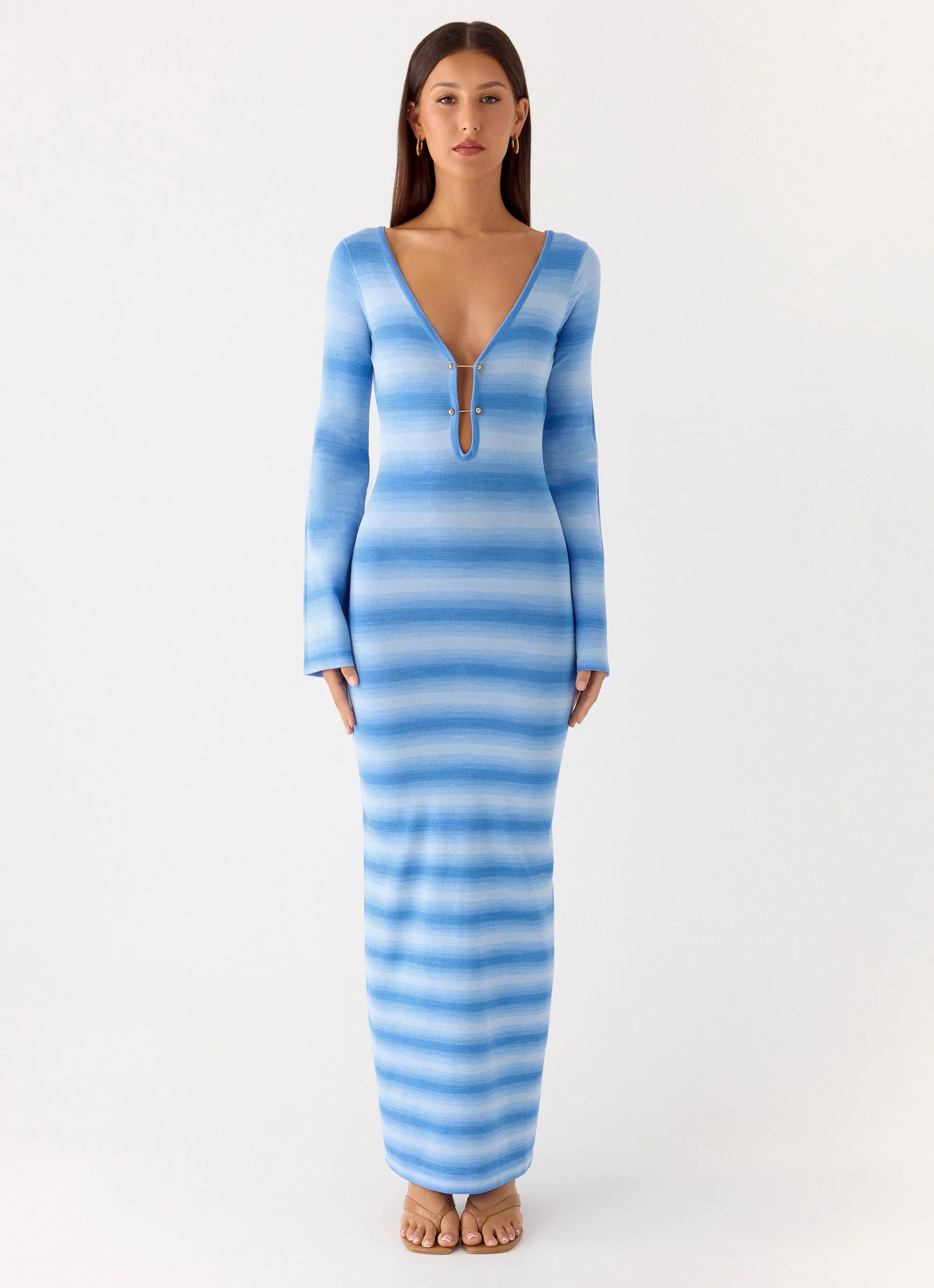 Late Night Calls Knit Maxi Dress Cerulean