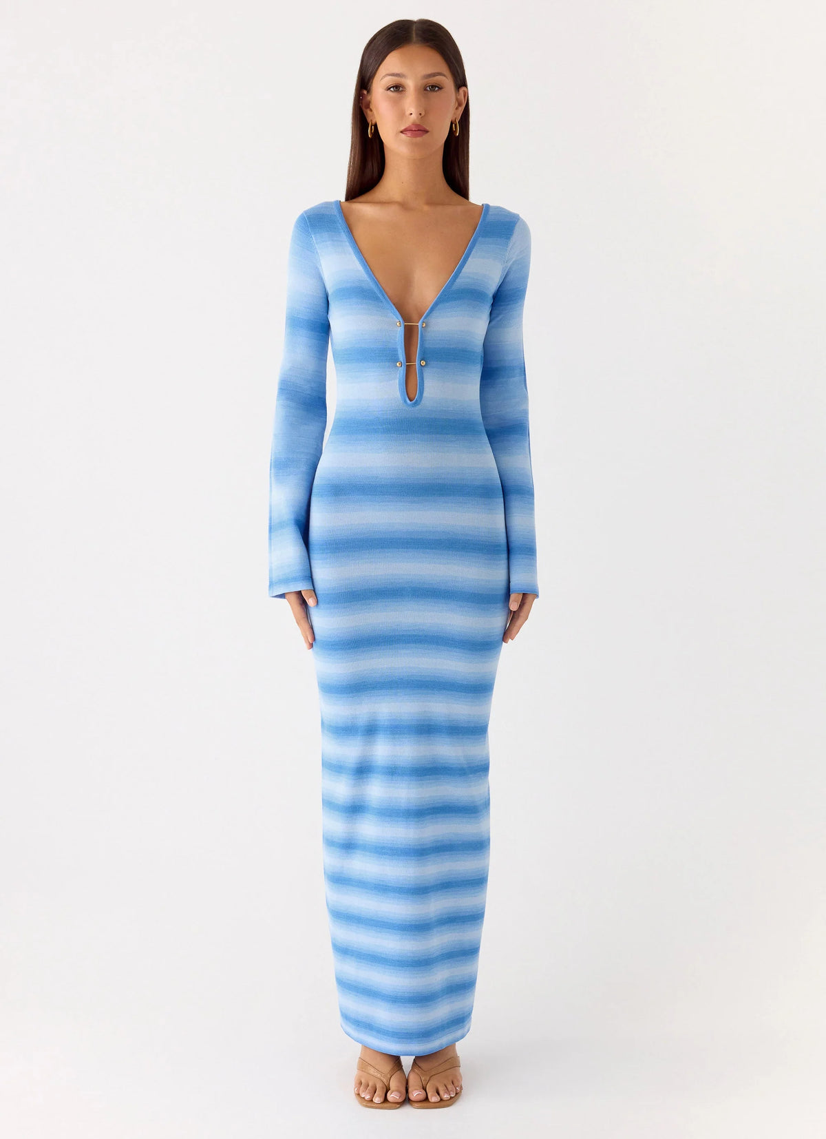 Late Night Calls Knit Maxi Dress Cerulean