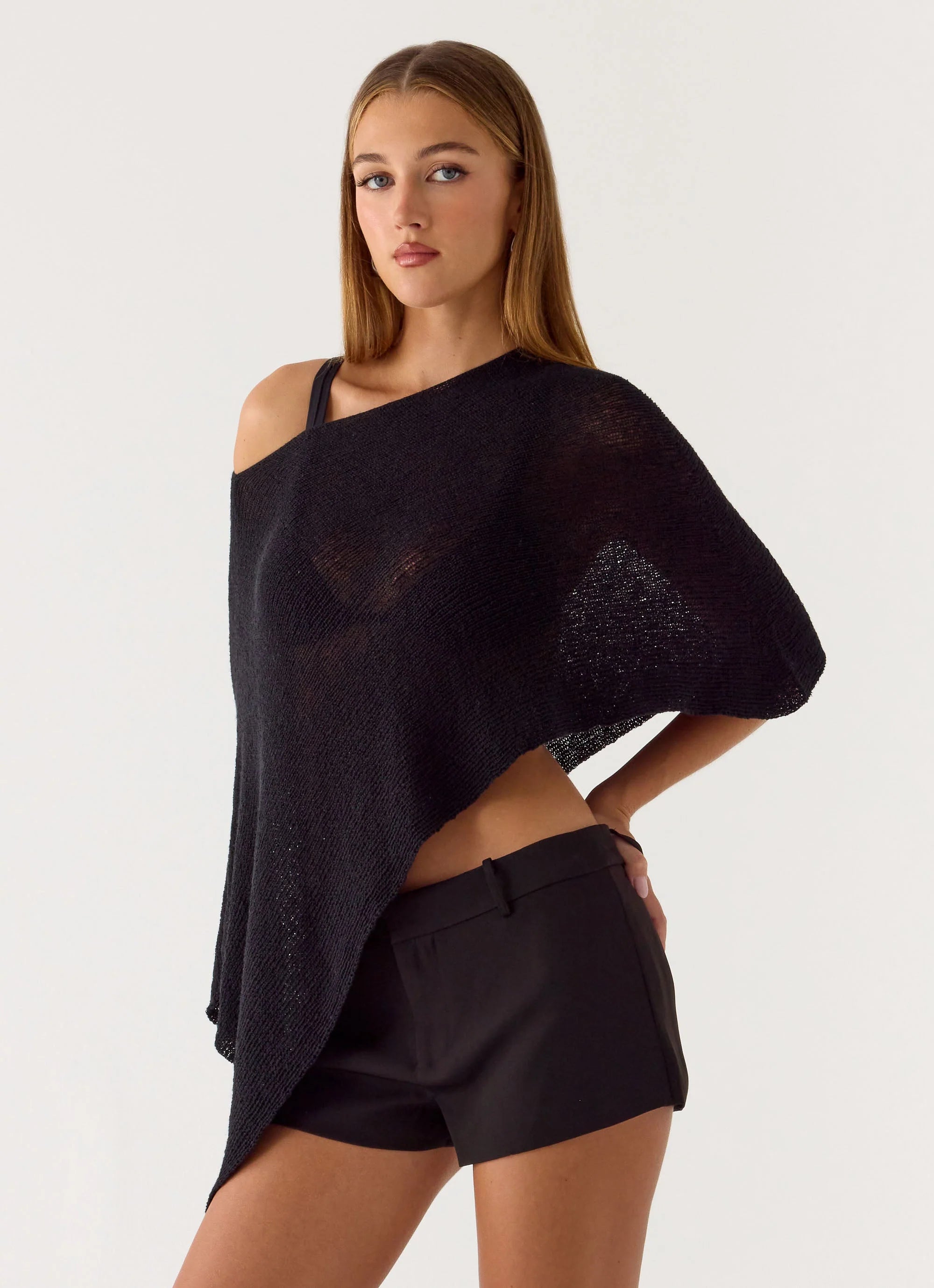 Yas Knit Cape Black
