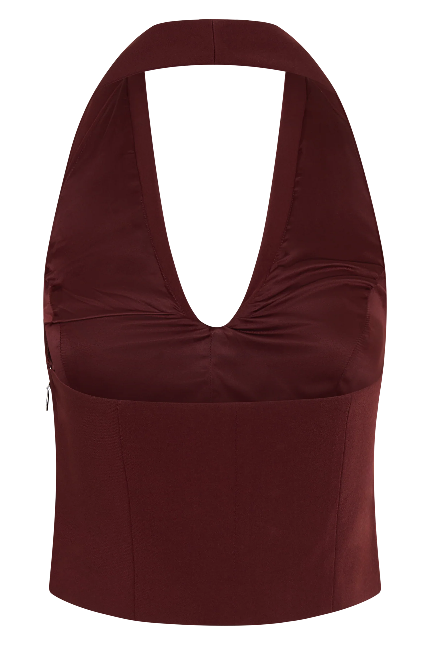 Calla Collared Sleeveless Halter Top Merlot