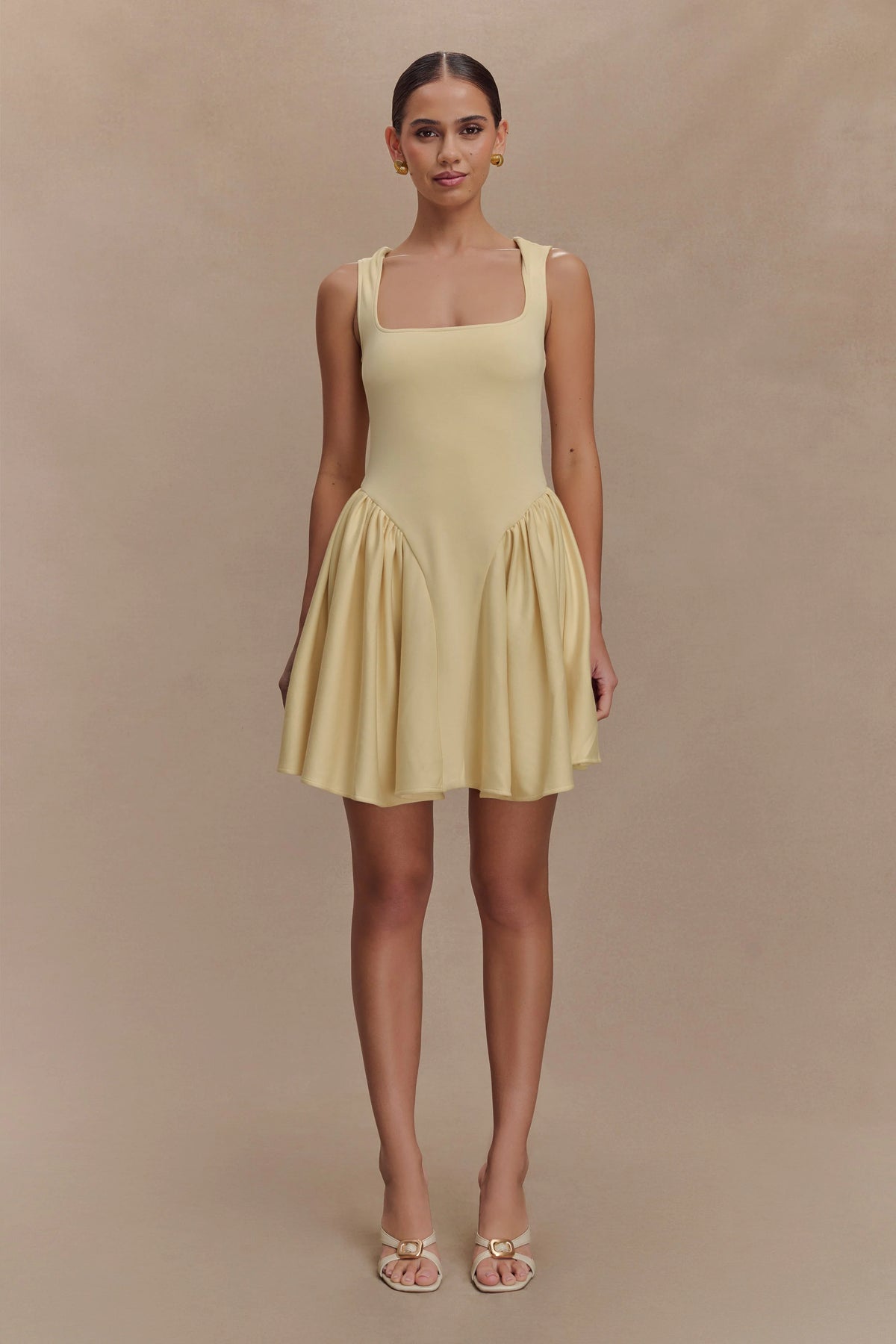 Sharon Scuba Jersey Mini Dress Pastel Lemon