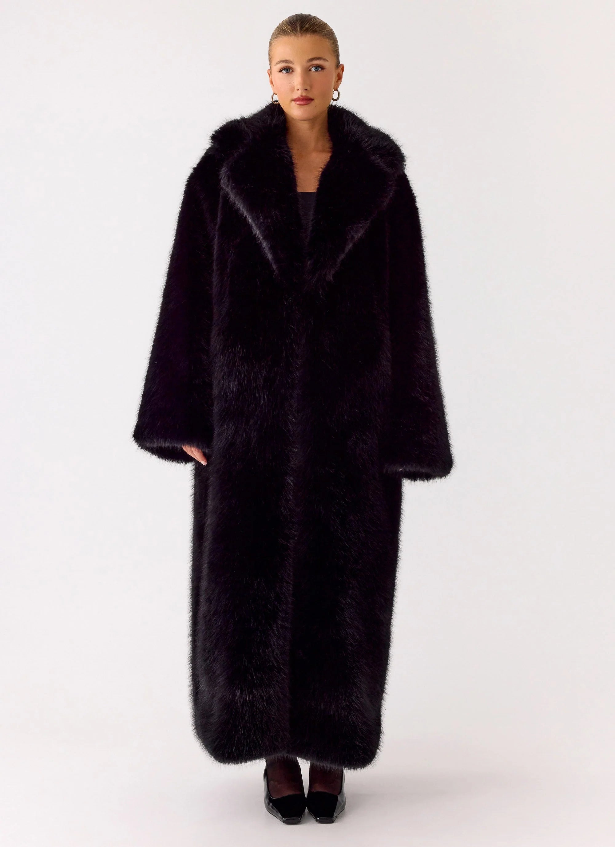 Kamil Faux Fur Maxi Coat Black