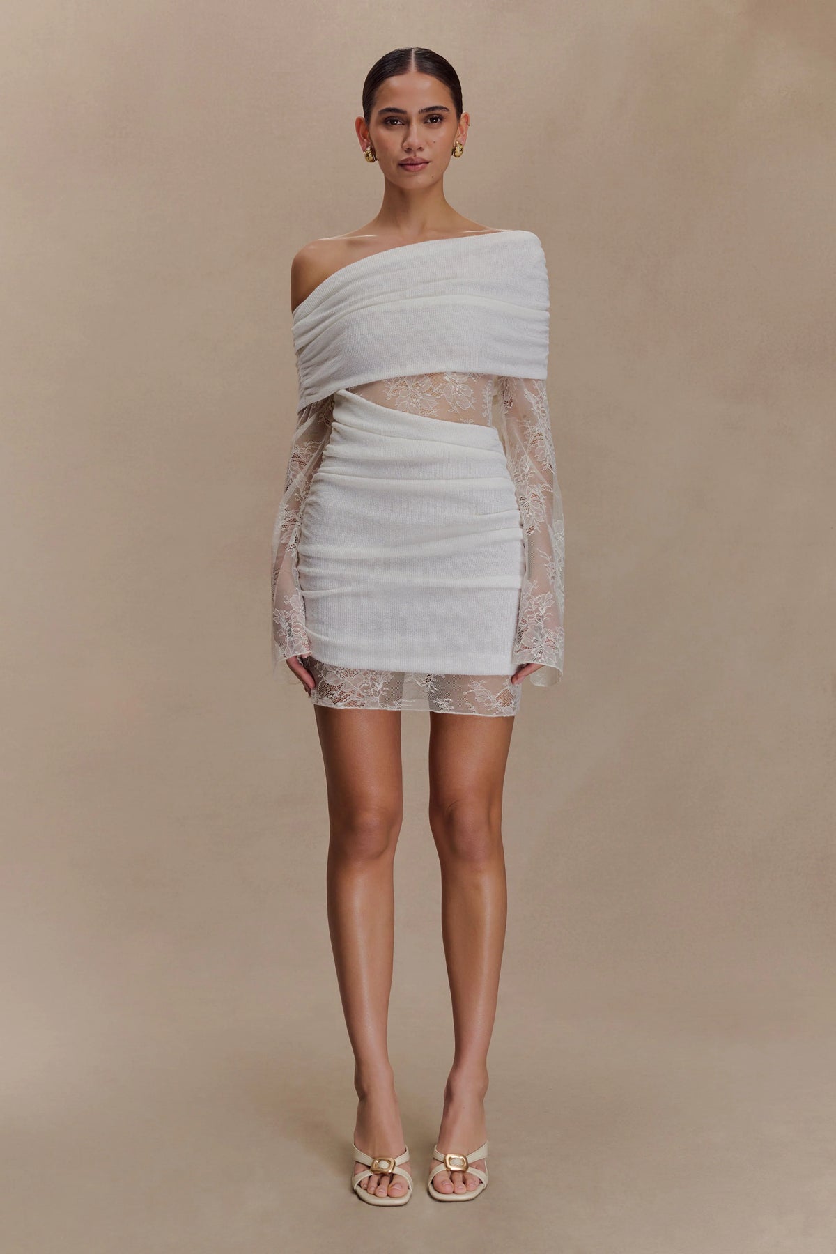 Luxie Lace Knit Mini Dress Ivory