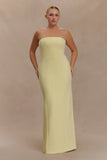 Kalila Strapless Crepe Maxi Dress Lemon