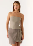 Via Veneto Mini Dress Sand Brown