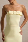 Hallie Lemon Bandeau Maxi Dress With Bow Detail