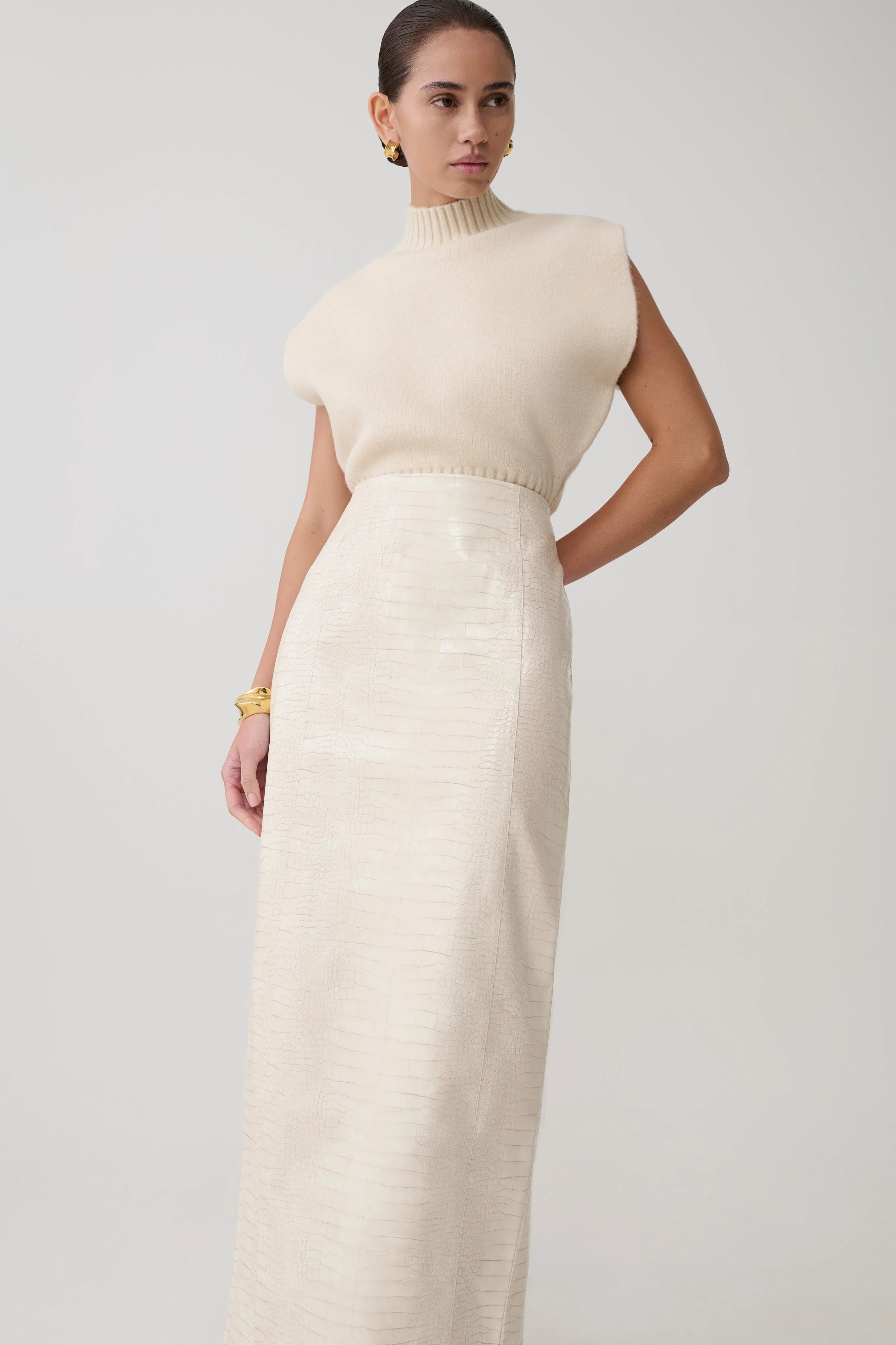 Niko Knit Oversized Top Ivory