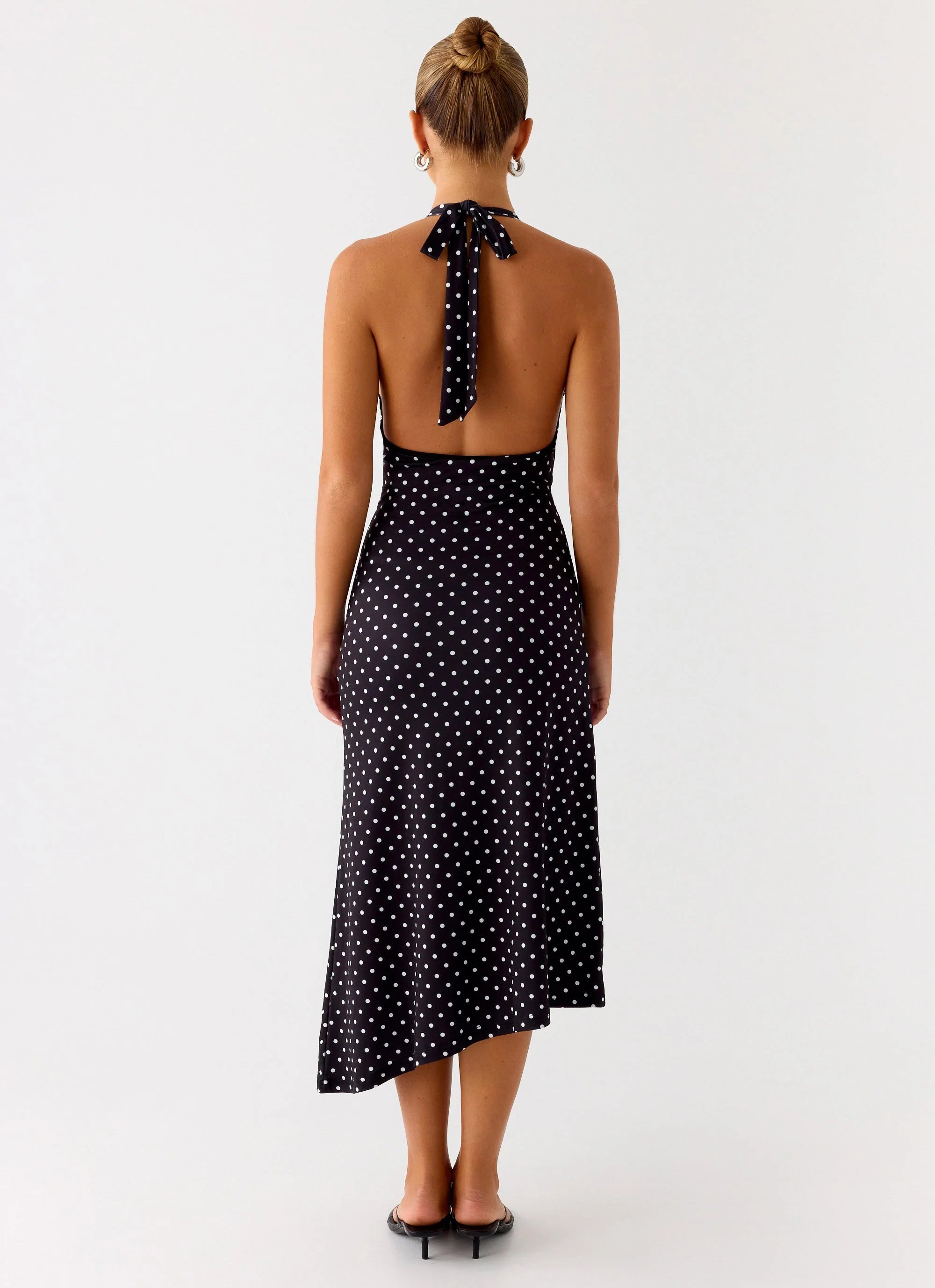 Illuminate Halter Midi Dress Black Polkadot