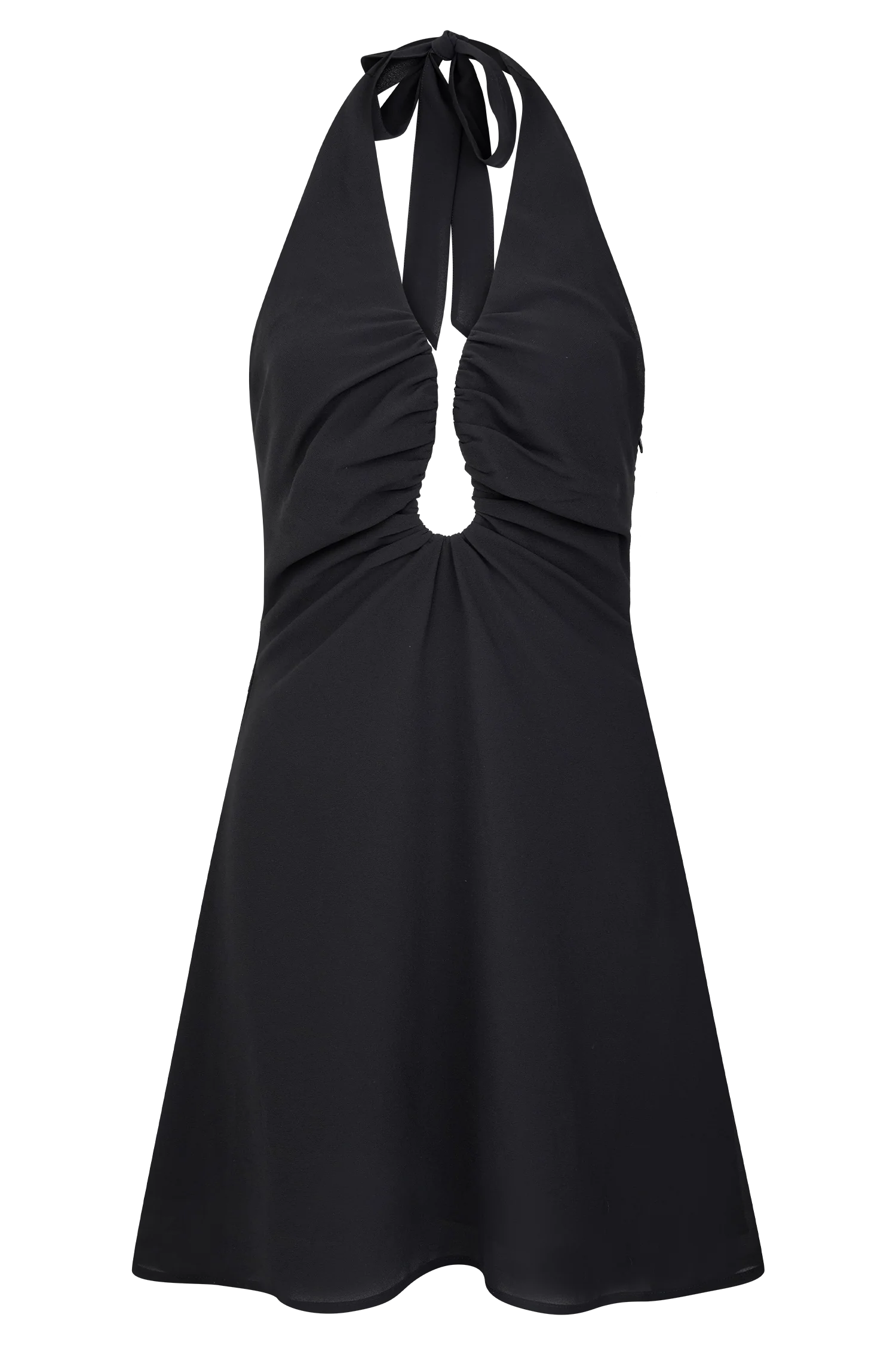 Malakhai Chiffon Halter Mini Dress Black