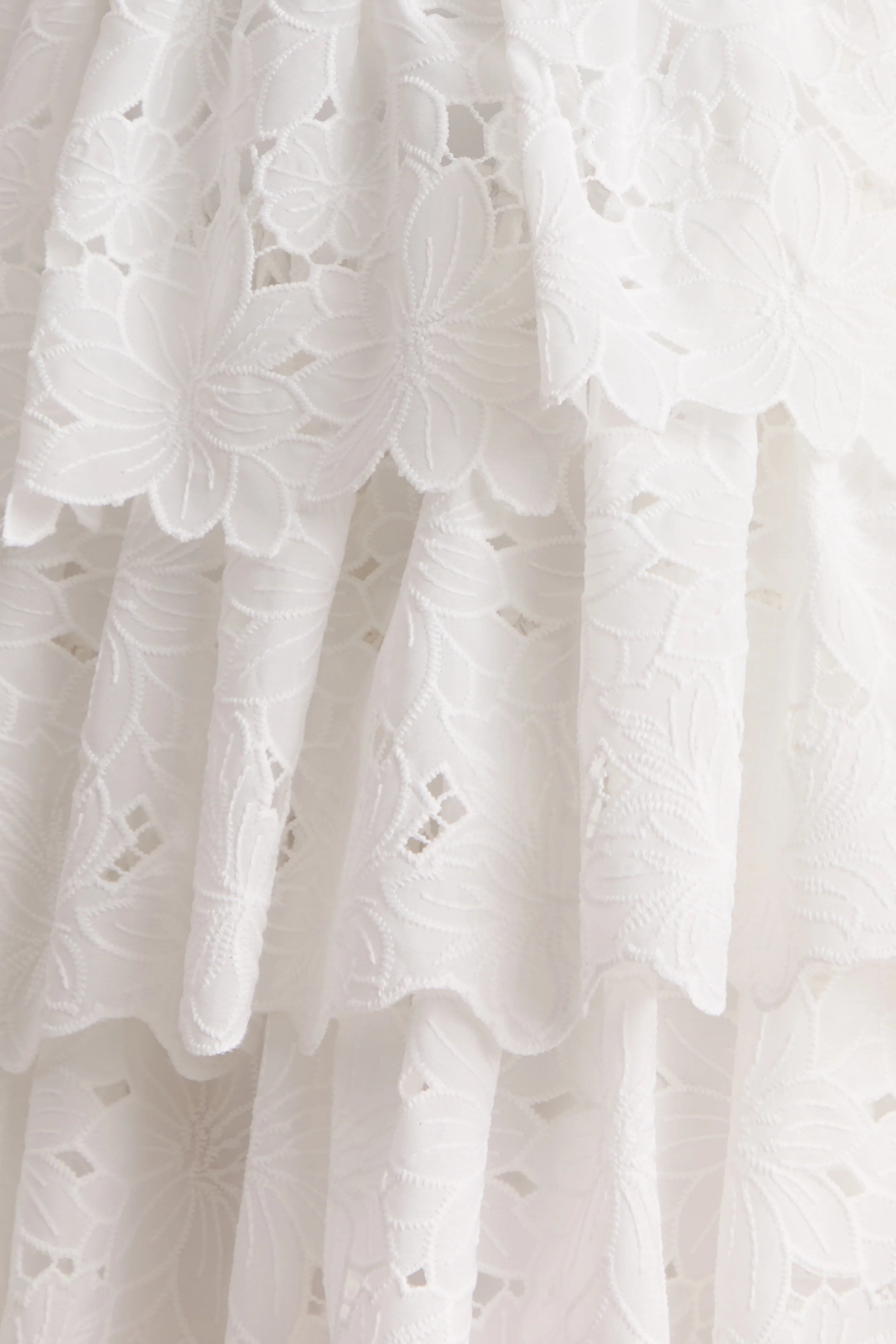 Winona White Lace Square Neck Mini Dress With Ruffled Detailing
