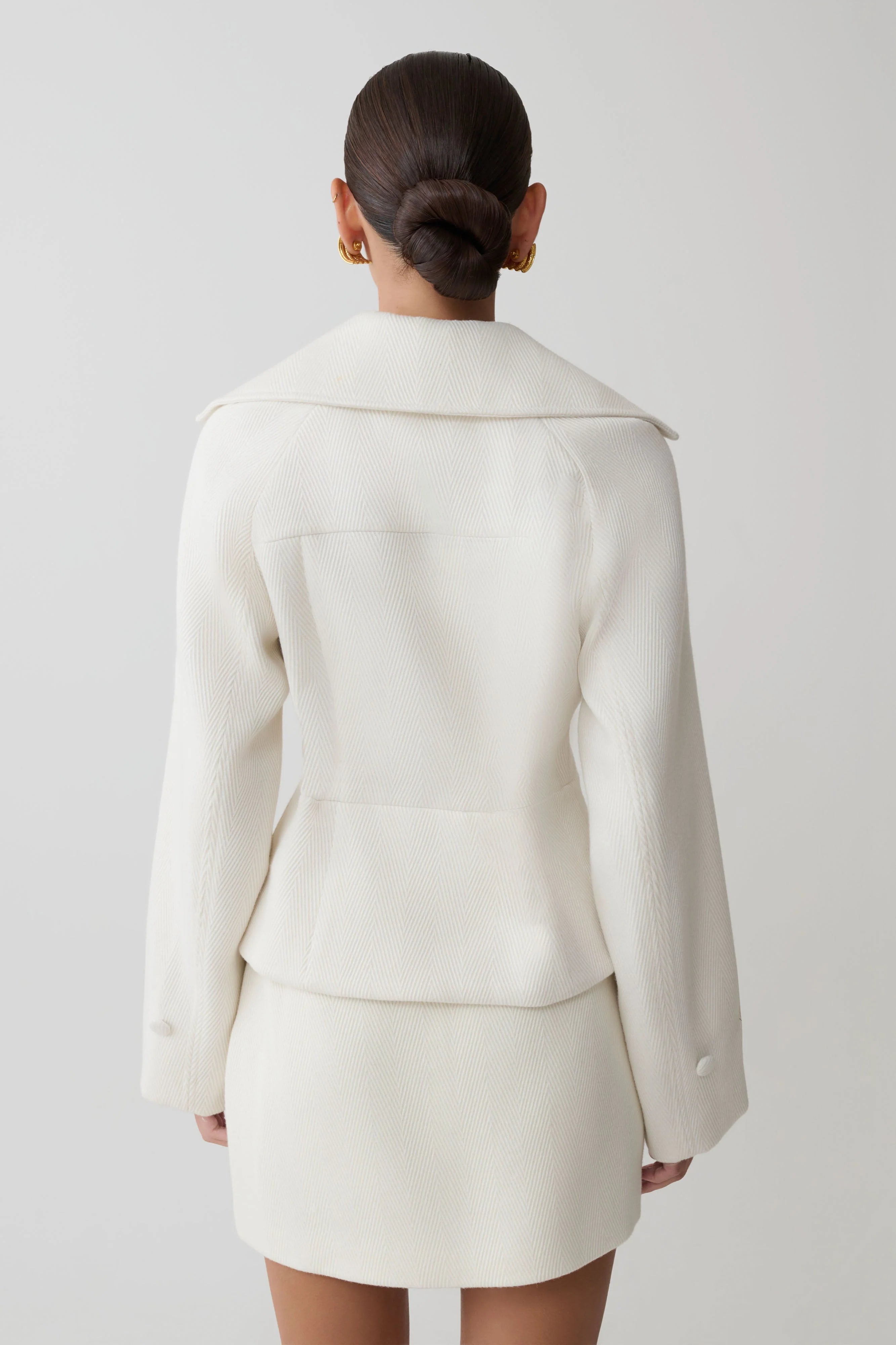 Elara Cropped Collared Jacket Ivory