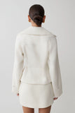 Elara Cropped Collared Jacket Ivory