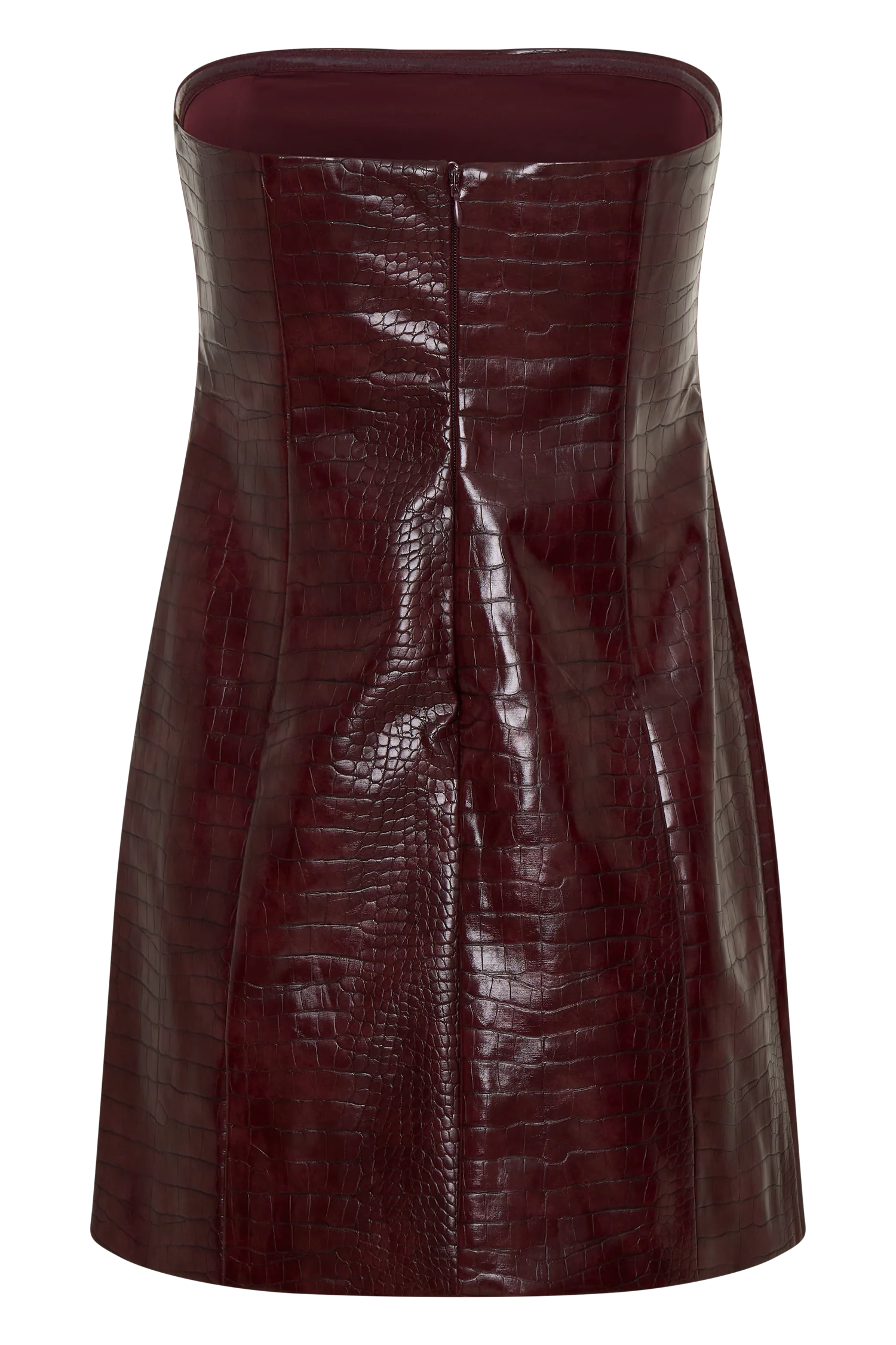 Anouk Faux Leather Strapless Mini Dress Merlot