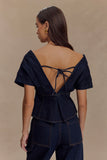 Rayne Off Shoulder Denim Top Indigo Blue