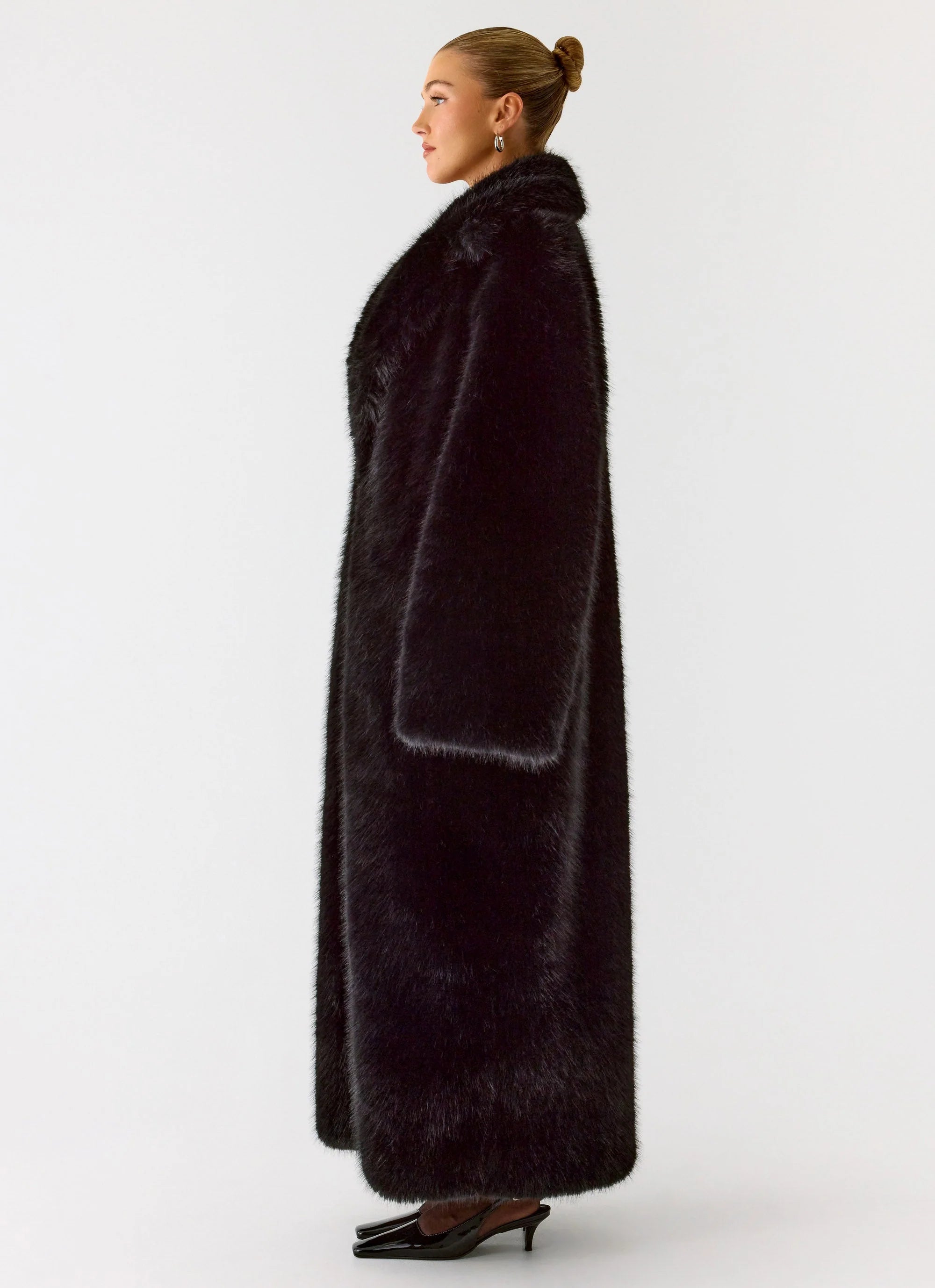 Kamil Faux Fur Maxi Coat Black