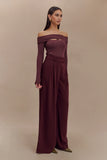 Jacqueline Pleated Wide Leg Pants Mahogany