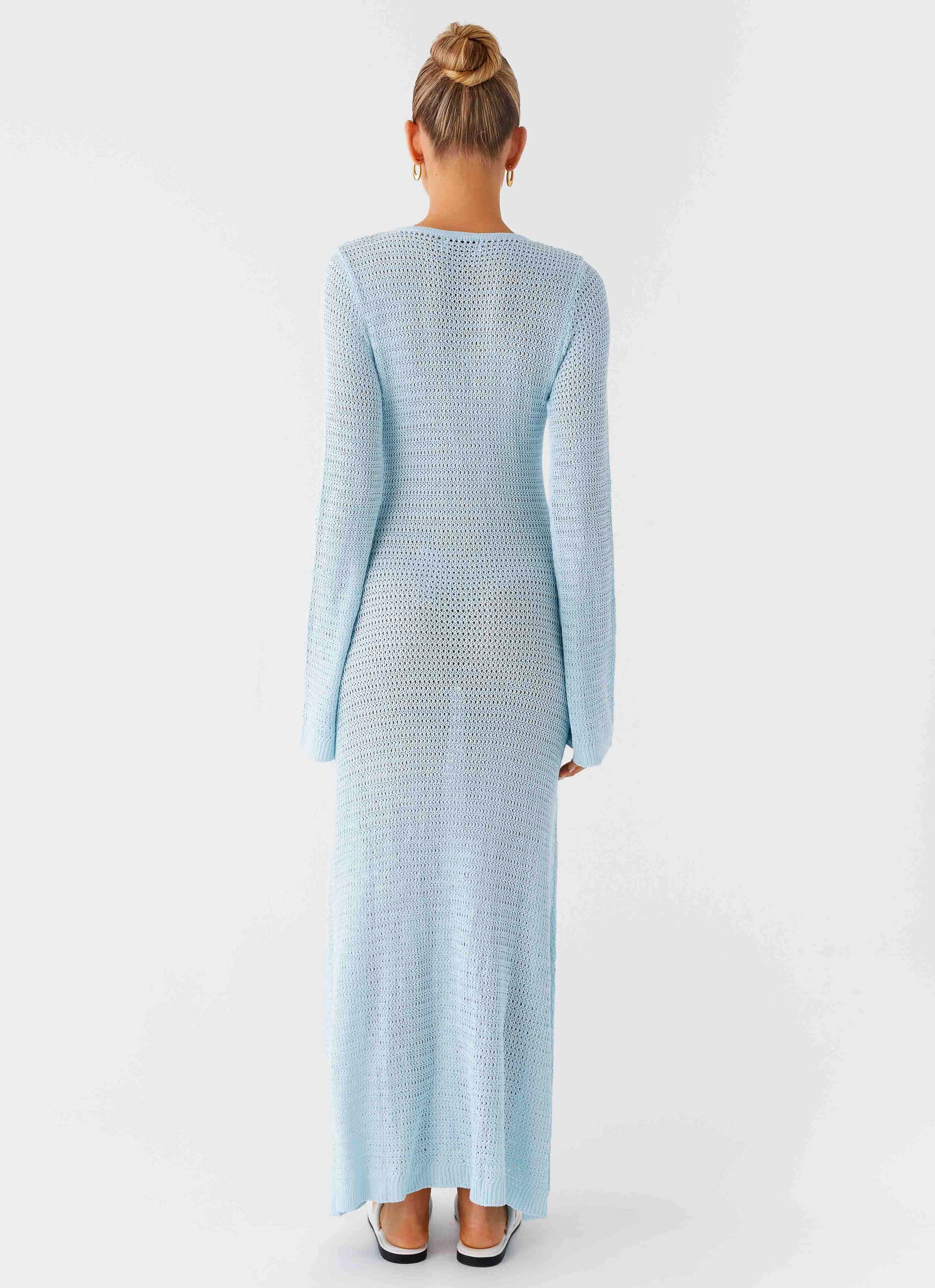 Seascape Crochet Maxi Dress Blue