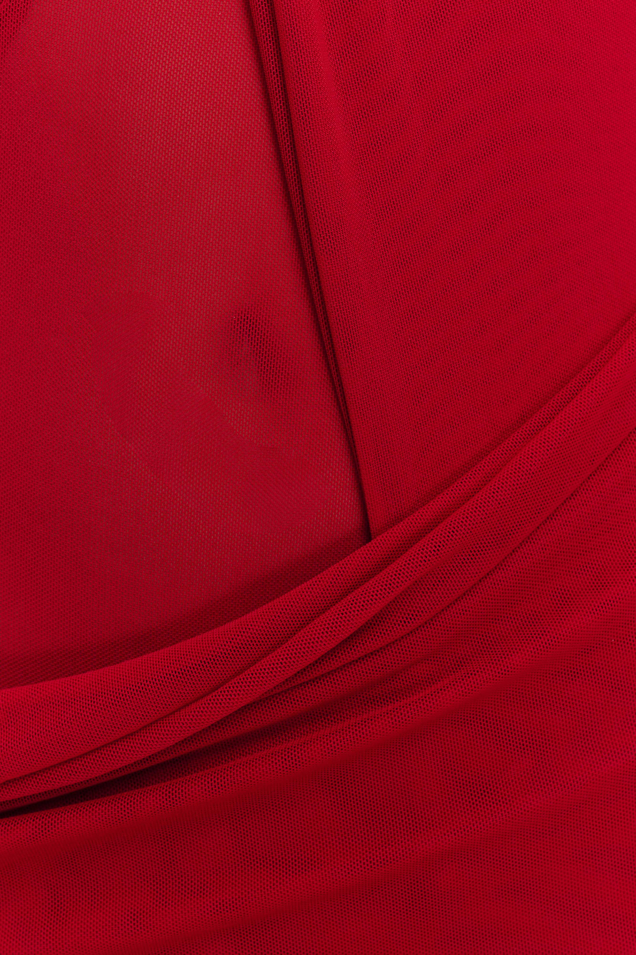 Edwina Knotted Mesh Maxi Dress Red