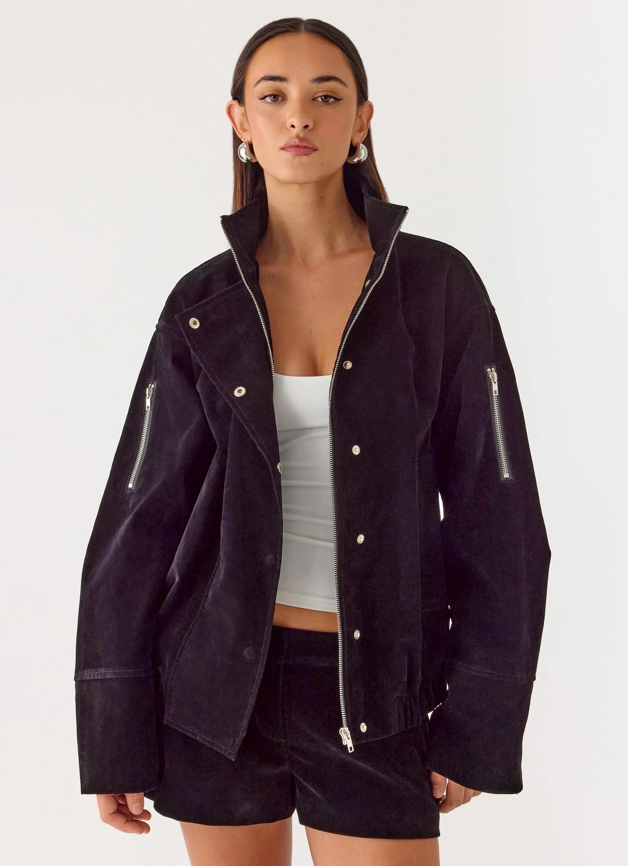 Marlow Faux Suede Jacket Black