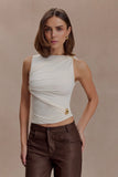 Amia Slinky Sleeveless Top With Hardware Ivory