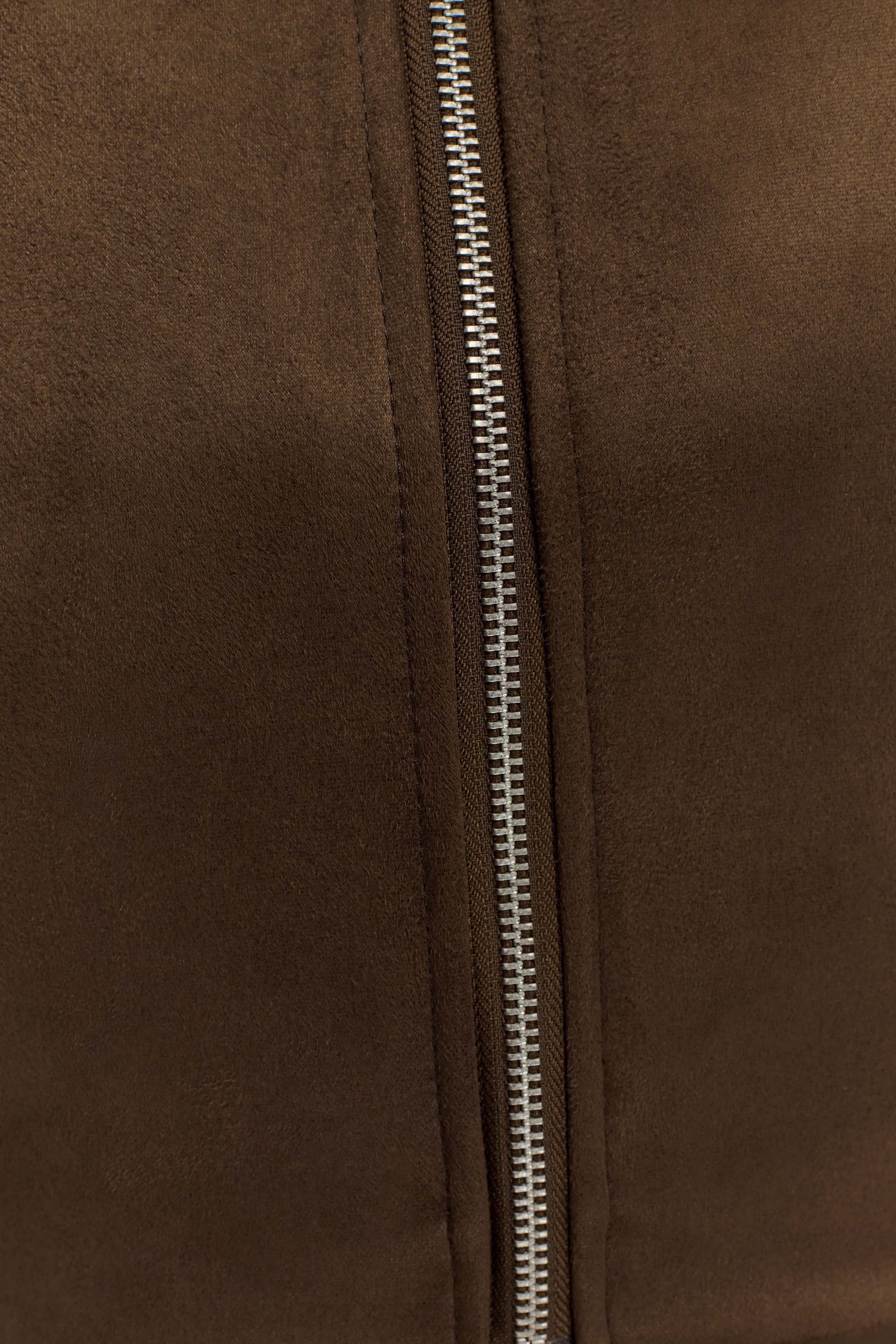 Hayes Faux Suede Collared Jacket Chocolate