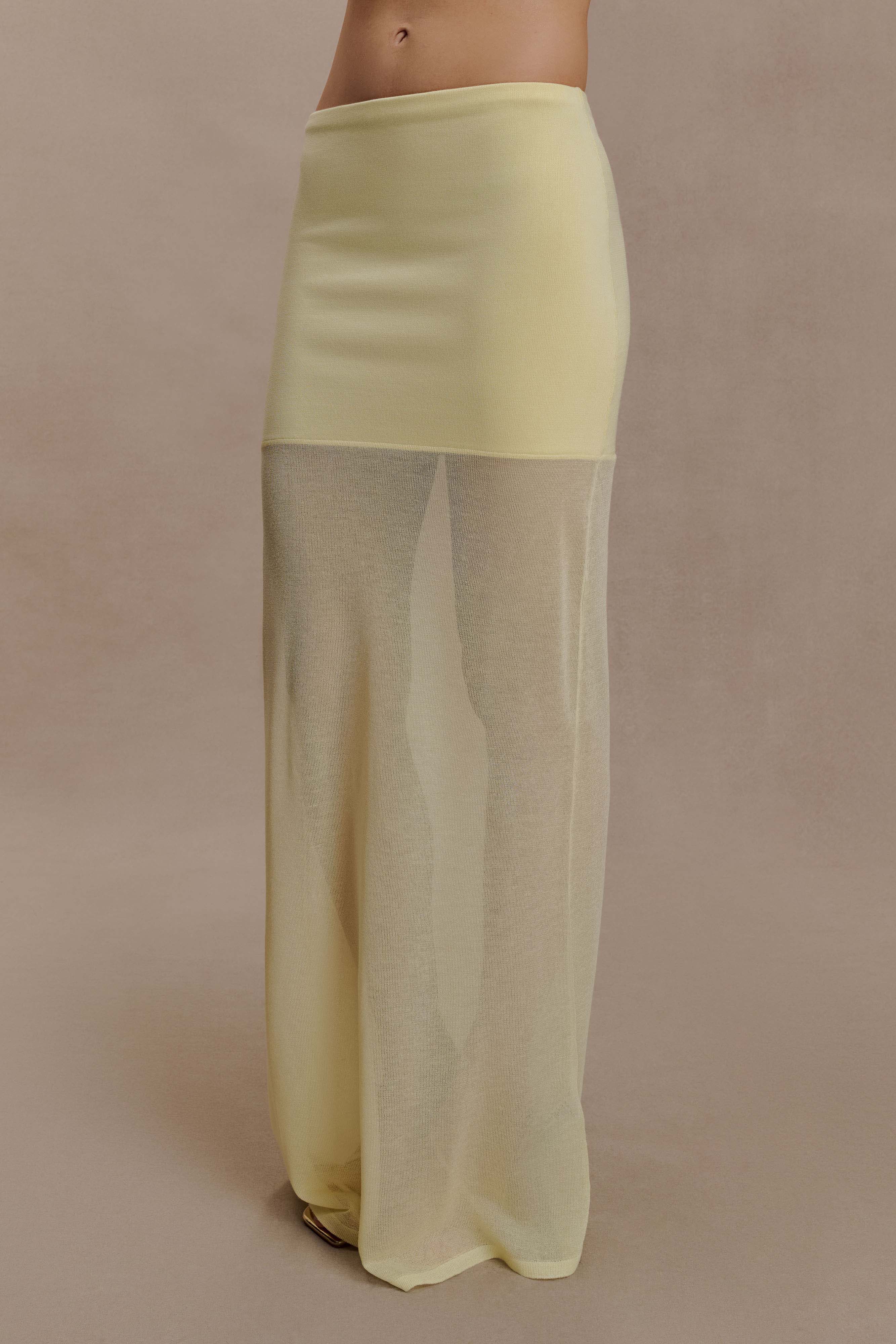 Tanyel Sheer And Bandage Knit Maxi Skirt Lemon