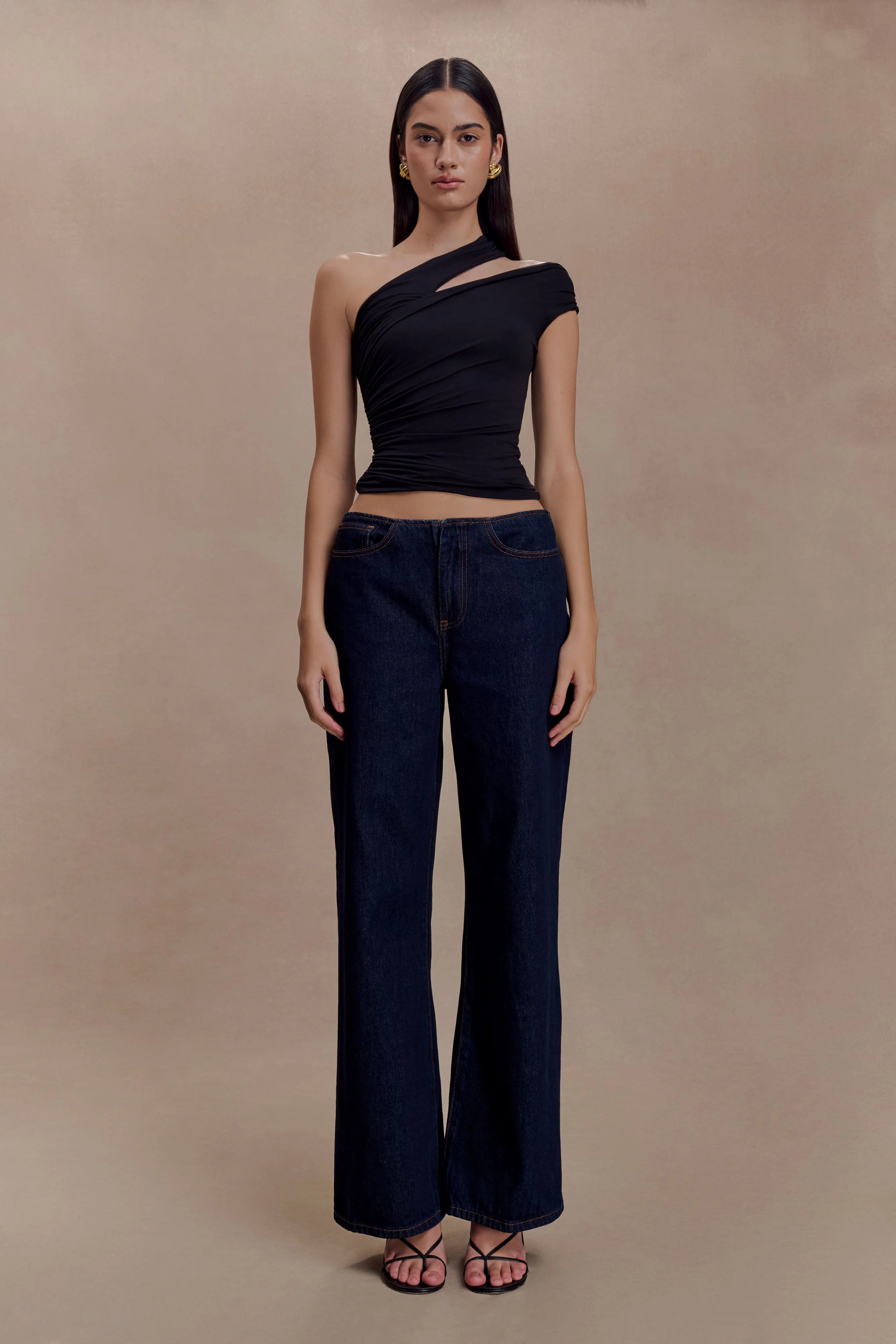 Anna One Shoulder Modal Top Black