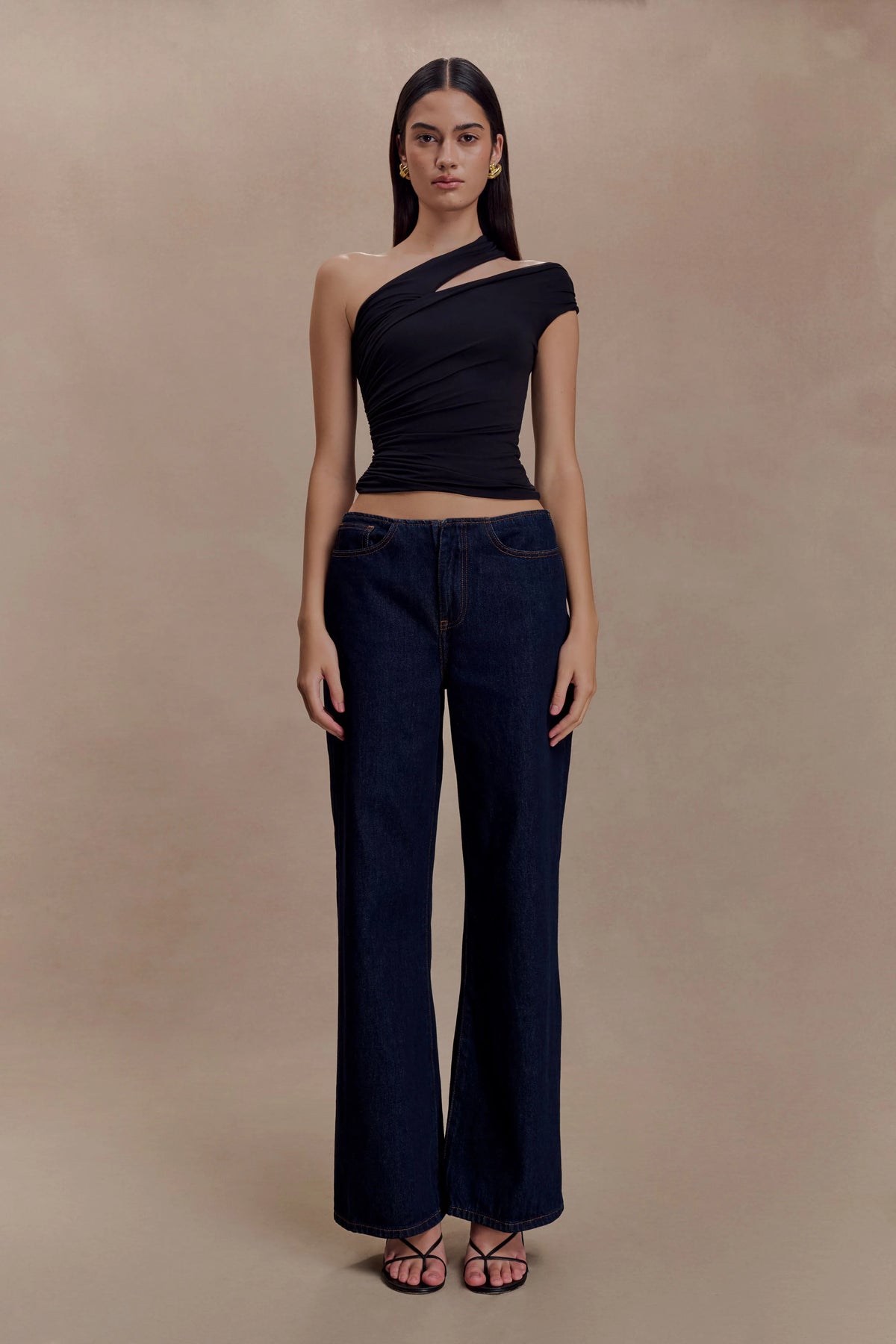 Anna One Shoulder Modal Top Black