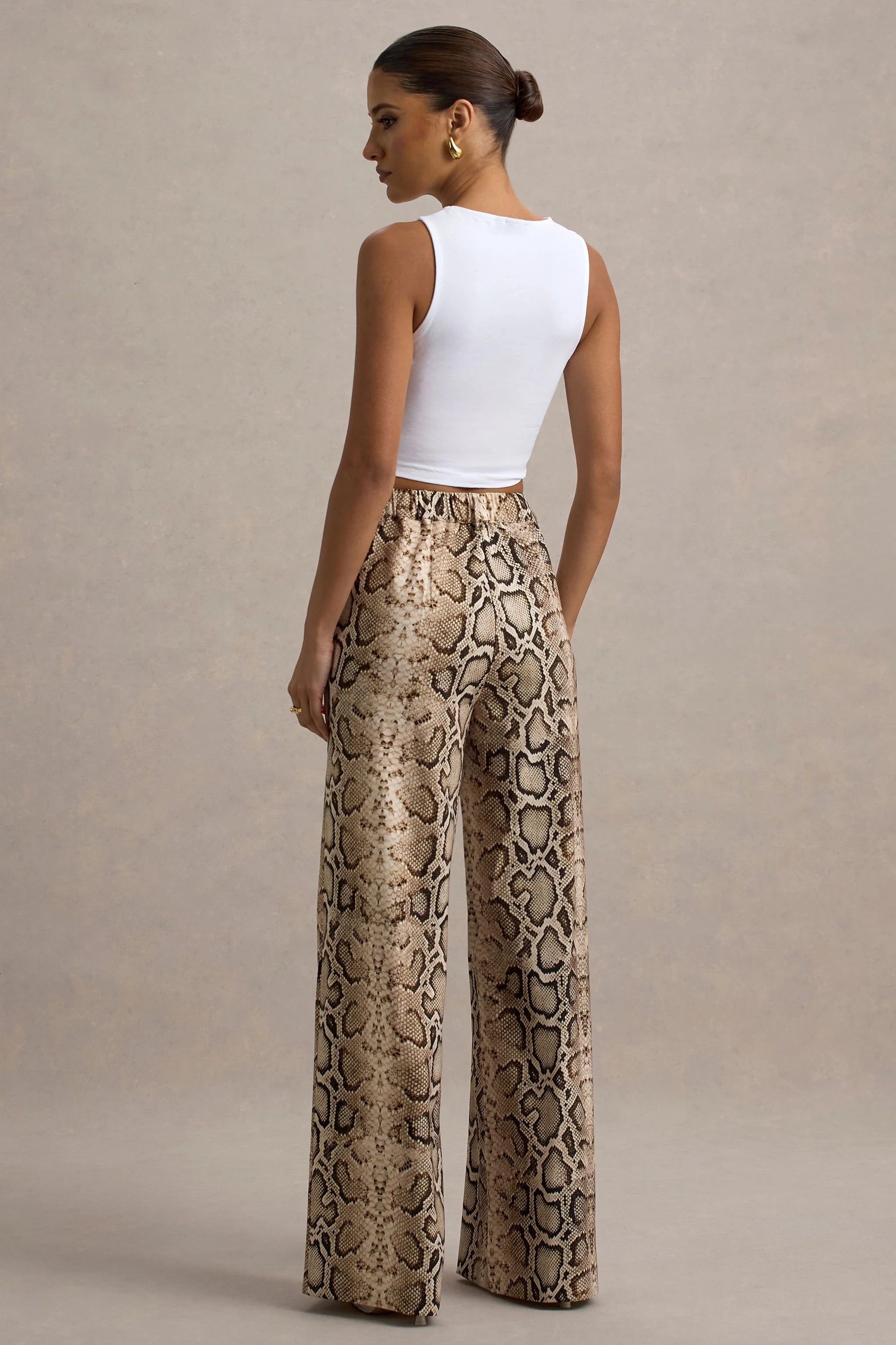 Shaniya Snake Print Wide Leg Trousers