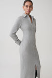 Dorian Fitted Shirt Midi Dress Charcoal Marle