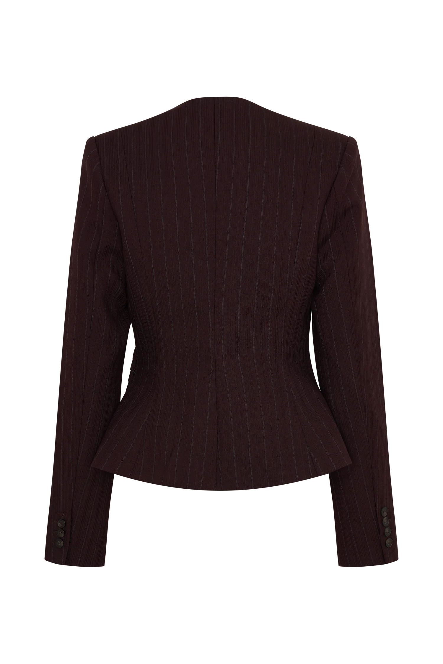 Agatha Square Neck Blazer Plum Pinstripe