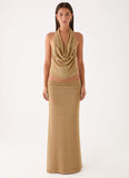 Olyssia Shimmer Embellished Top Shimmer Gold