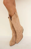 Kelly Camel Suedette Cowboy Boots