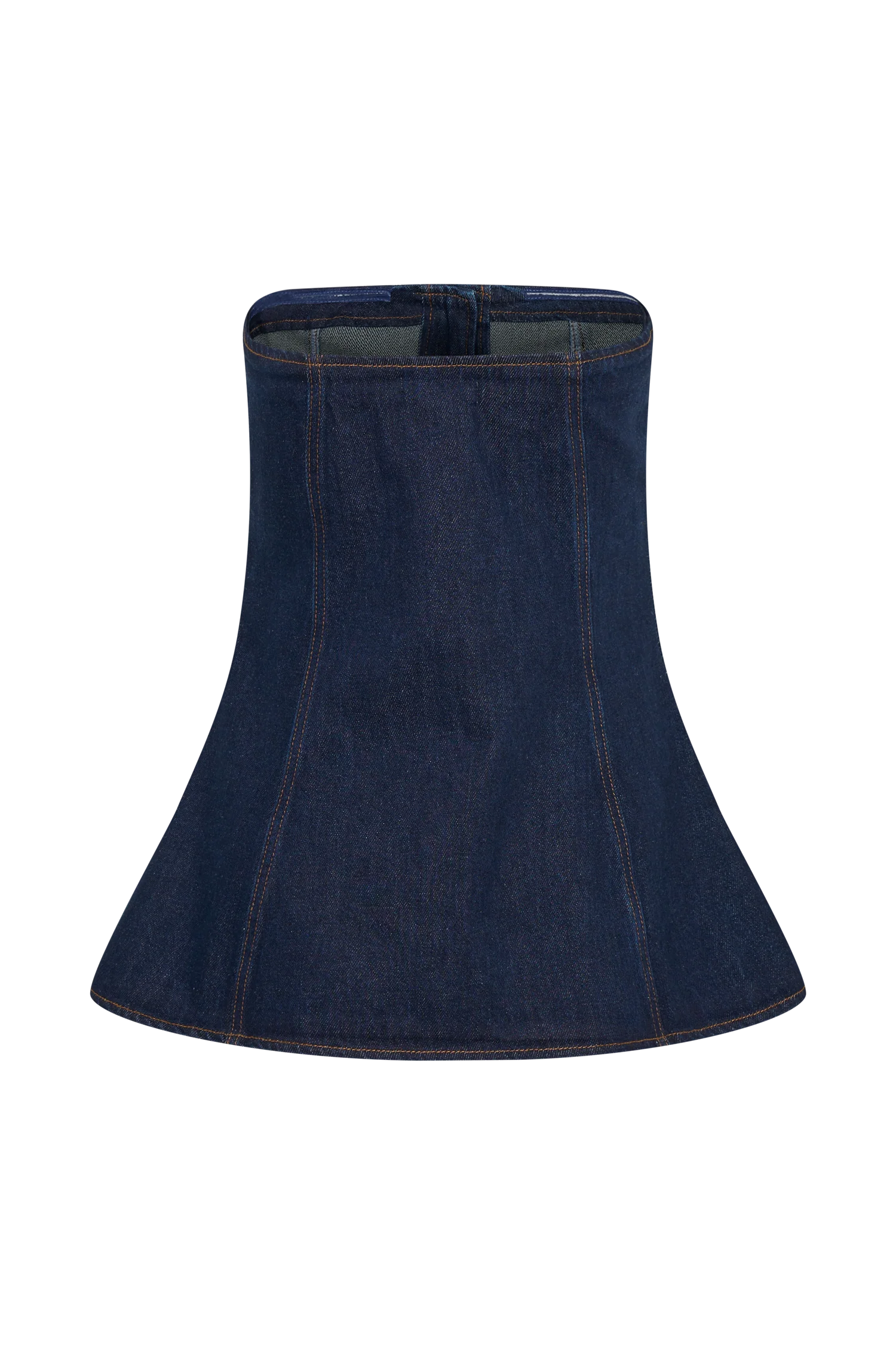 Lennox Strapless Long Line Button Top Indigo Blue