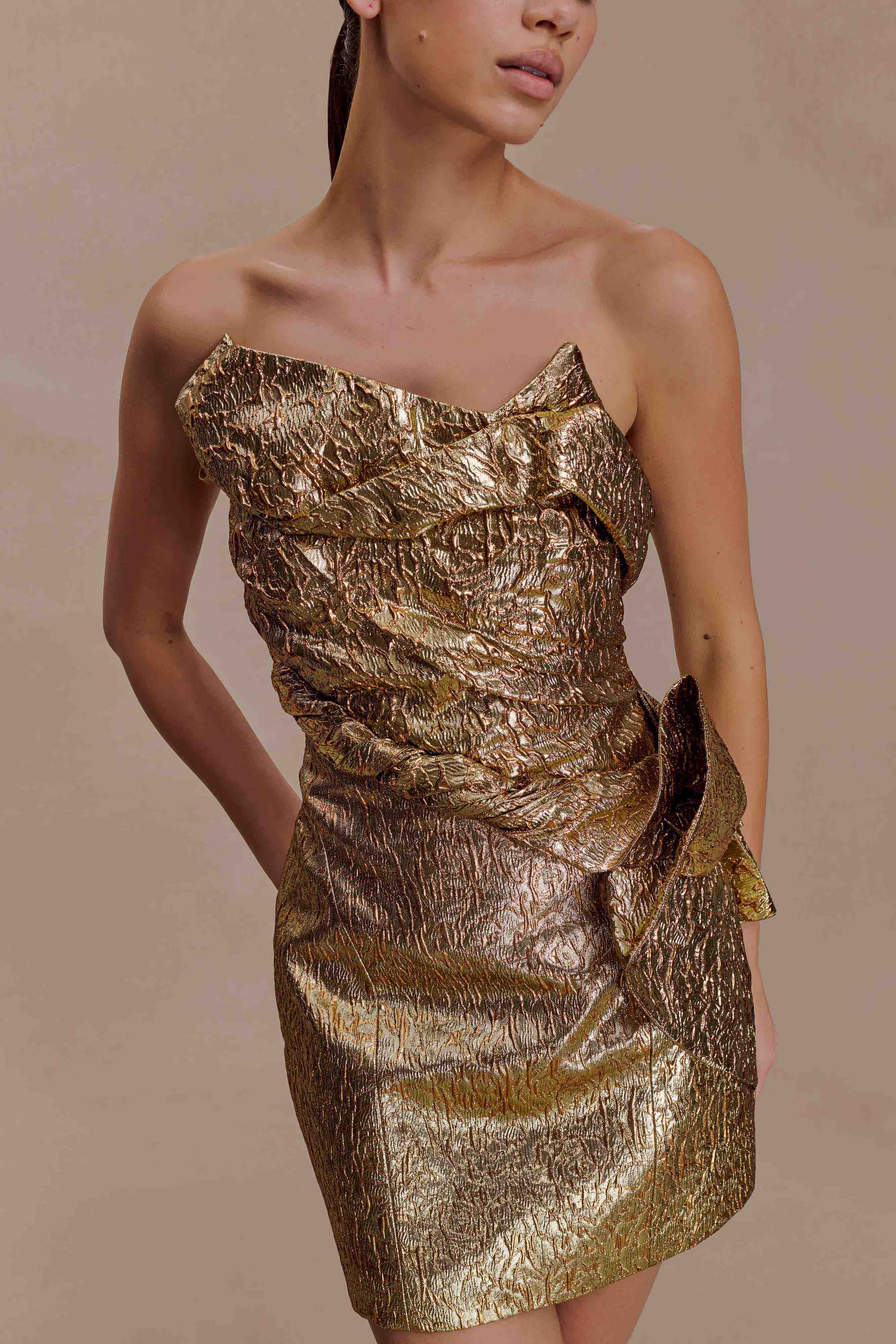 Sadie Structured Mini Dress Gold