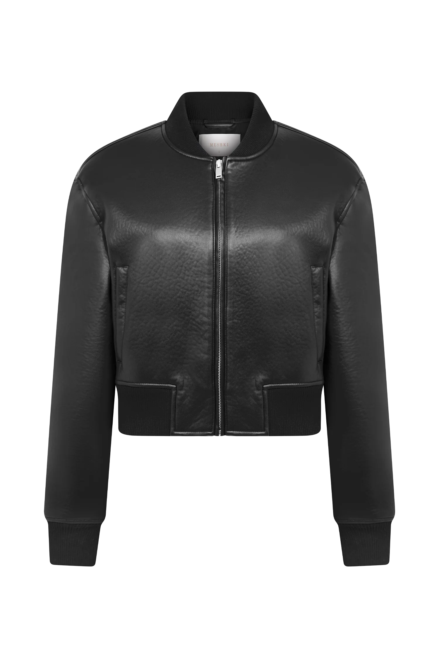 Codi Faux Leather Bomber Jacket Black