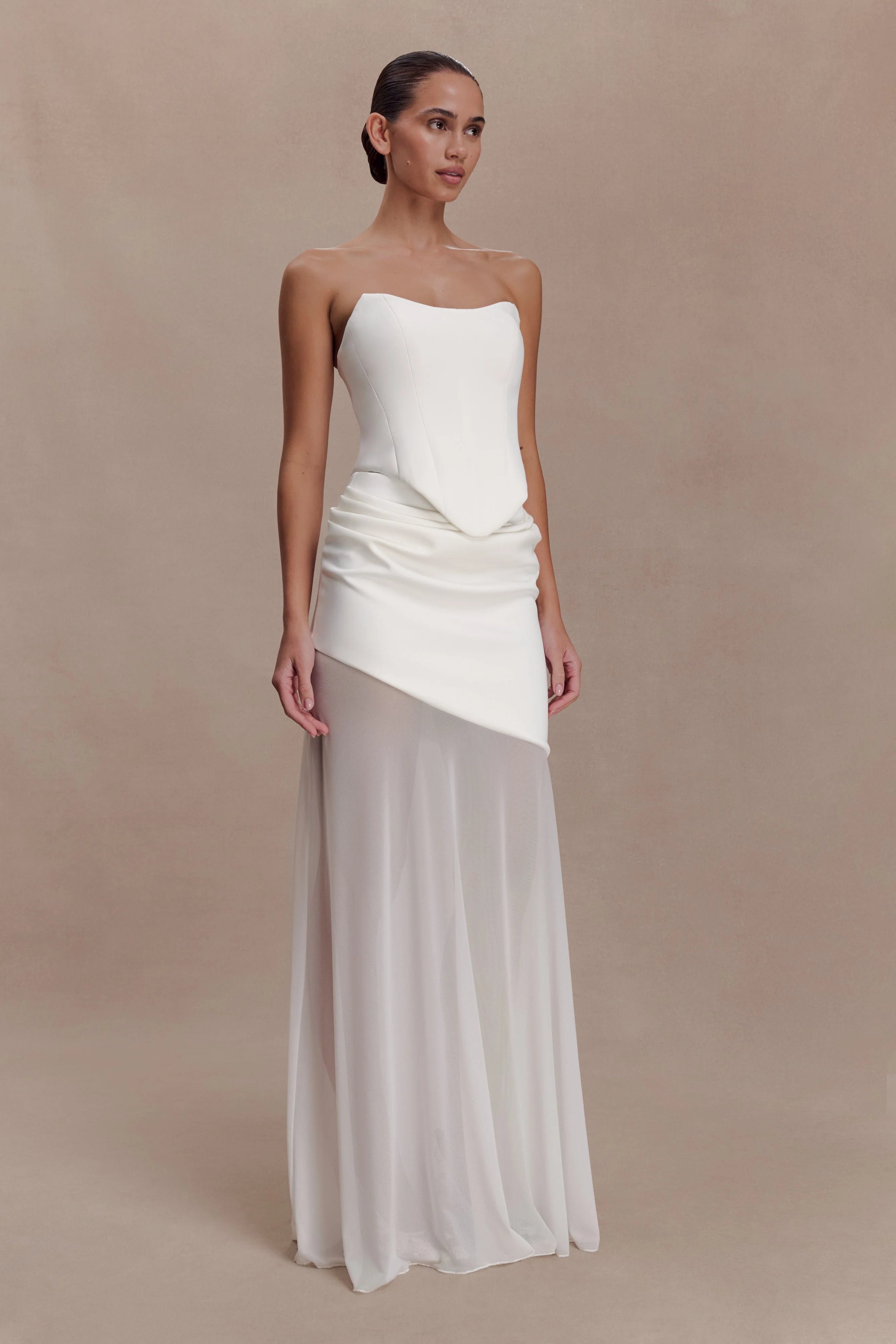 Karina Strapless Scuba Corset White
