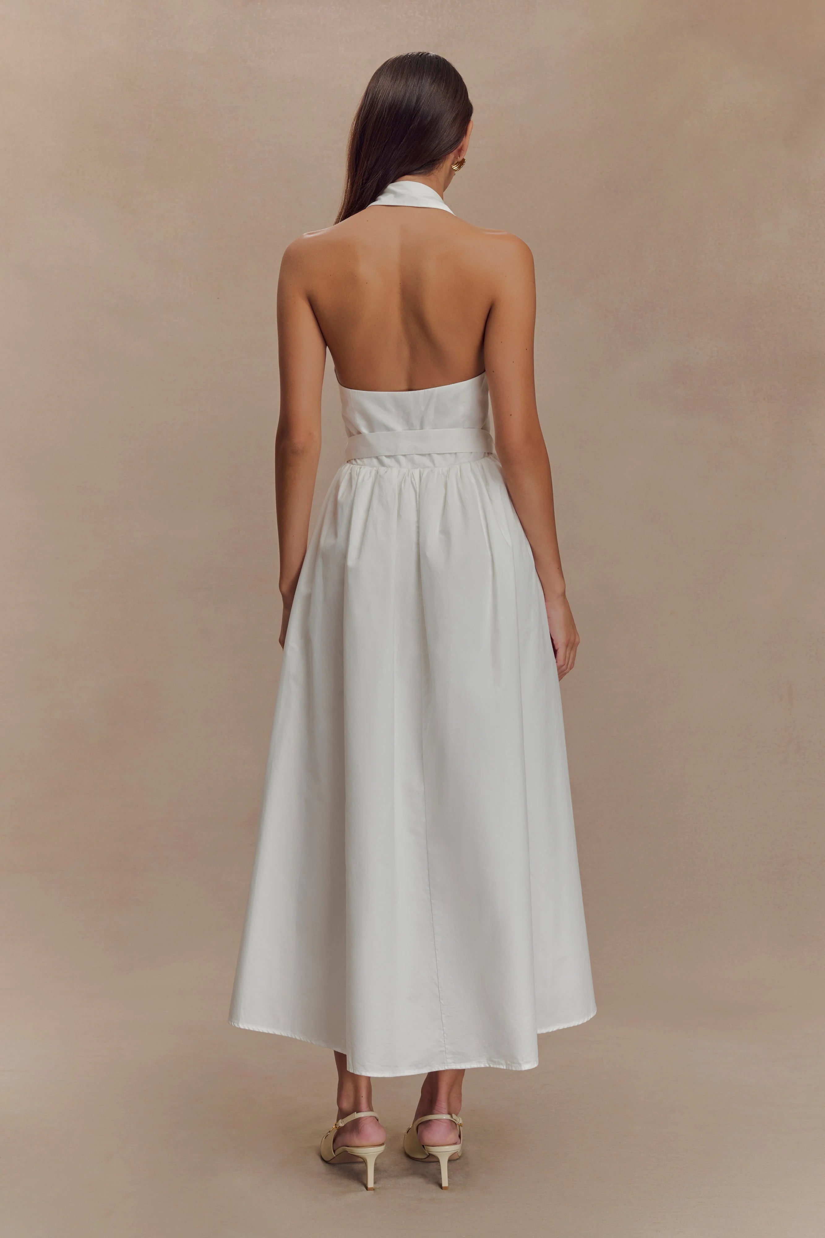 Cindy Collared Midi Dress White