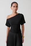 Luu Off Shoulder Slinky Top Black