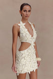 Jaylene Floral Crochet Mini Dress White