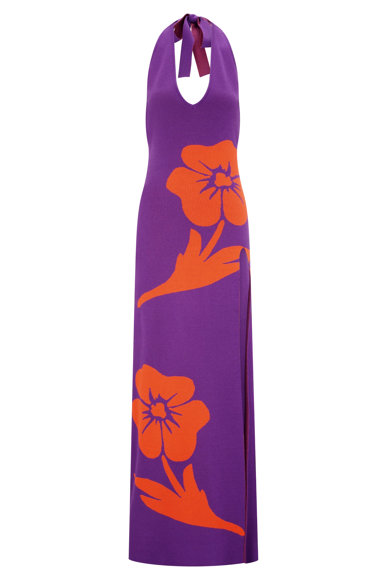 Stacy Knit Halter Maxi Dress Purple Red