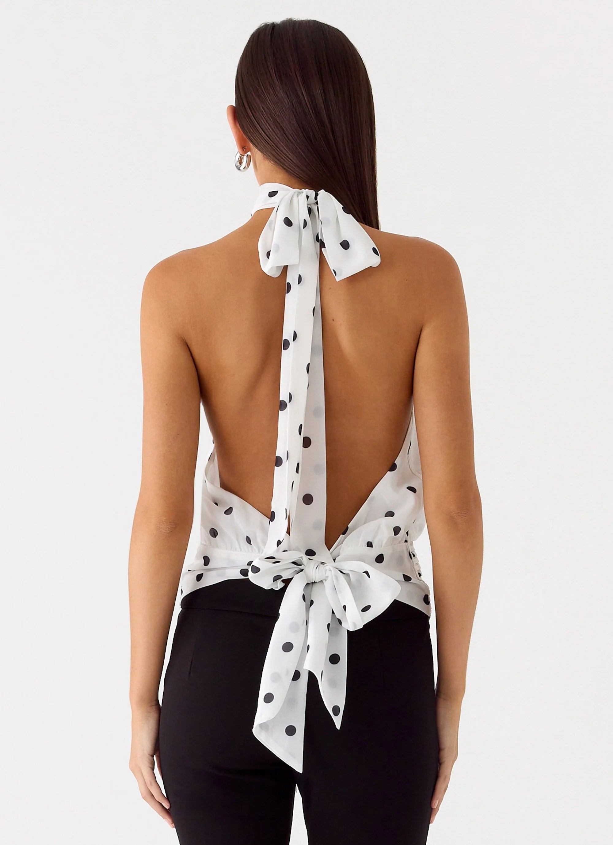 Willow Chiffon Top White Polkadot