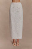 Kensley Broderie Midi Skirt White