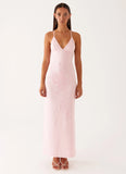 Beki Beaded Mesh Maxi Dress Pink