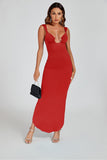 Women Sexy Backless Dress V Neck Sleeveless Open Back Split Maxi Dress Party Cocktail