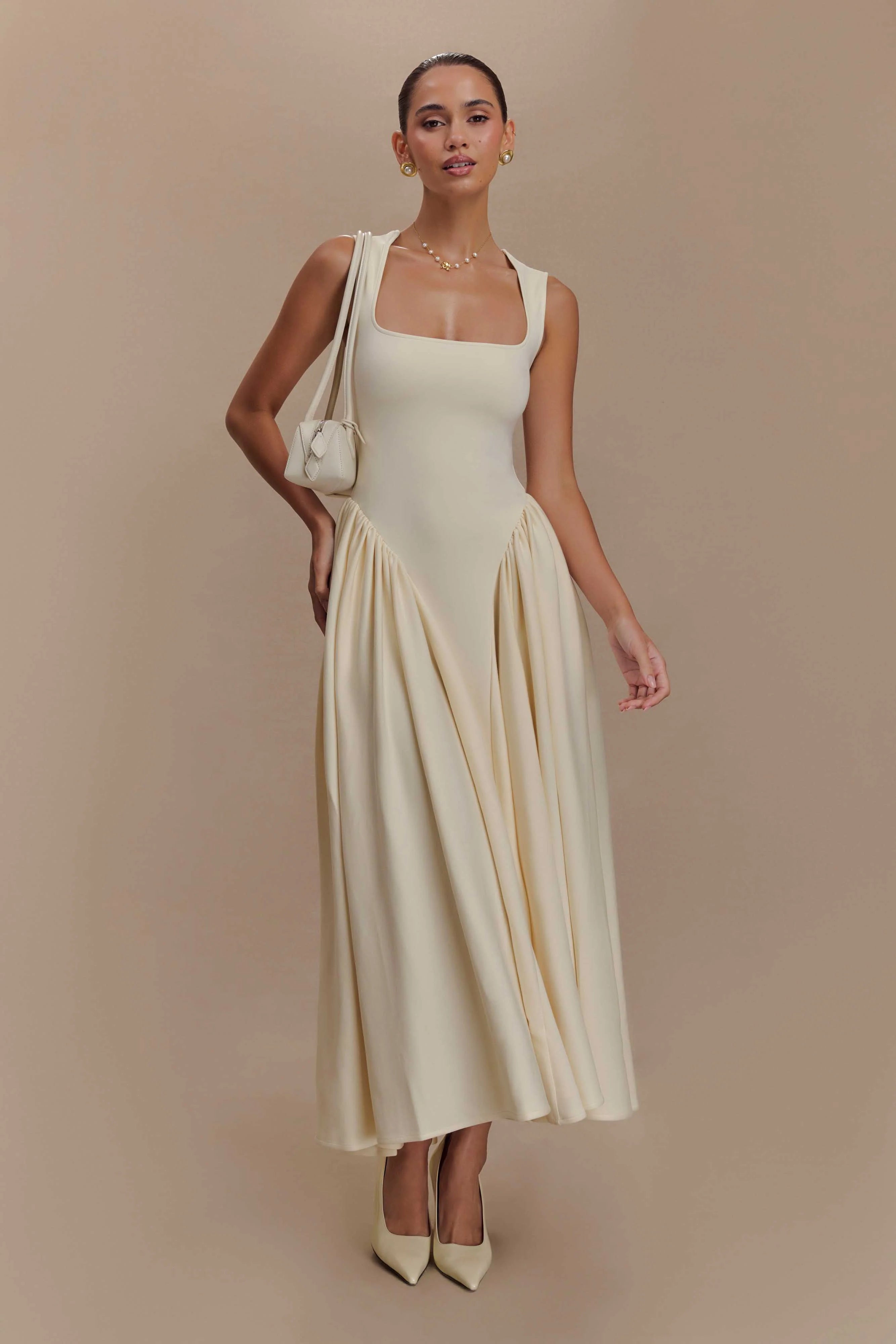 Sharon Scuba Jersey Midi Dress Ivory