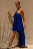 Amiya Blue A Line Maxi Dress with Cut Out Details