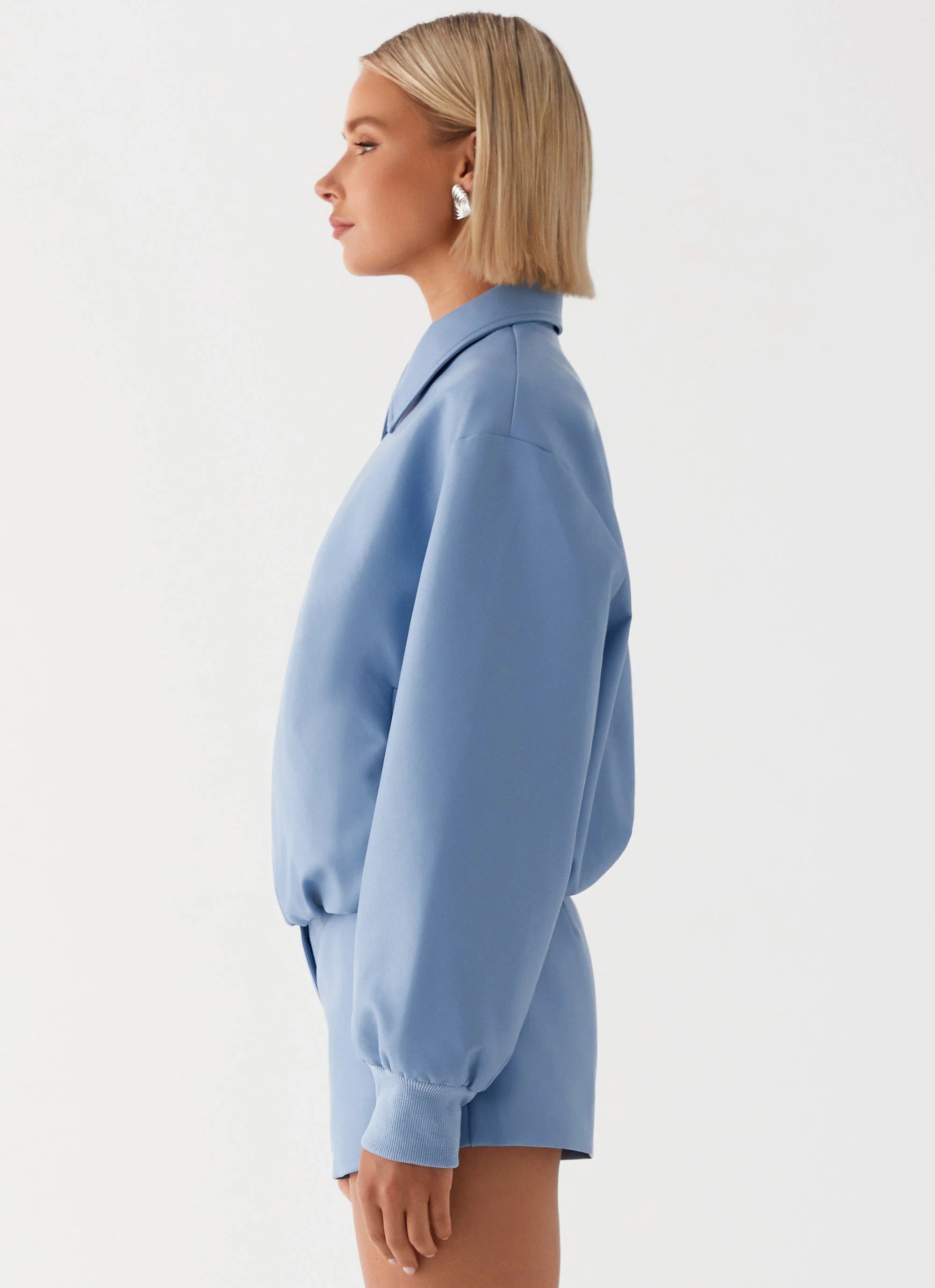Aspen Oversized Bomber Jacket Blue