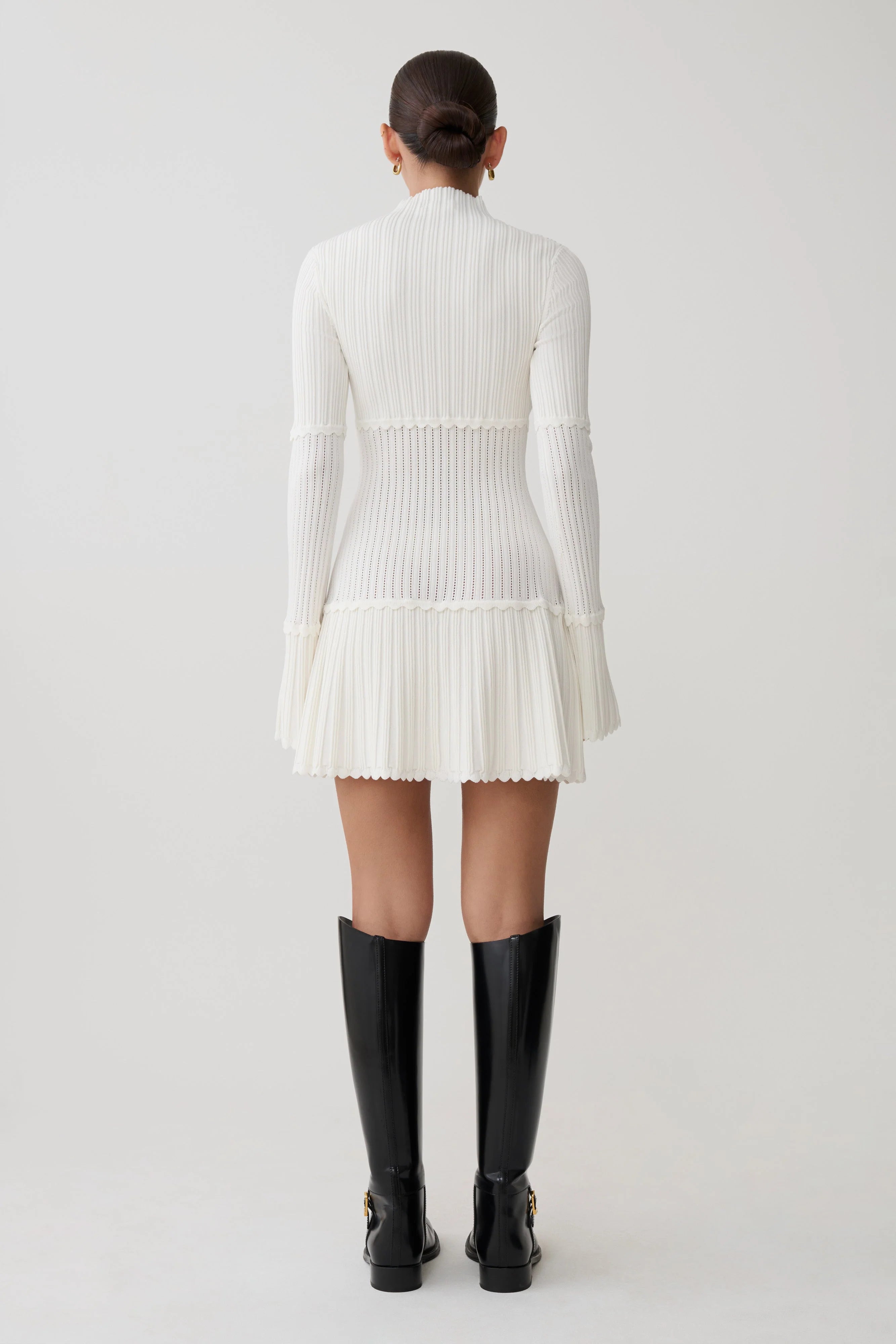 Adena Pointelle Knit Mini Dress Ivory