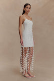 Tove Hand Knit Flower Mini Dress White